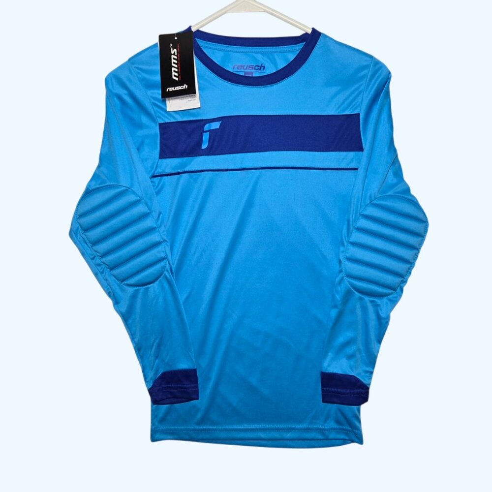 Reusch NEW Goalie Padded Long Sleeve Soccer Jersey Youth Medium Blue Aqua